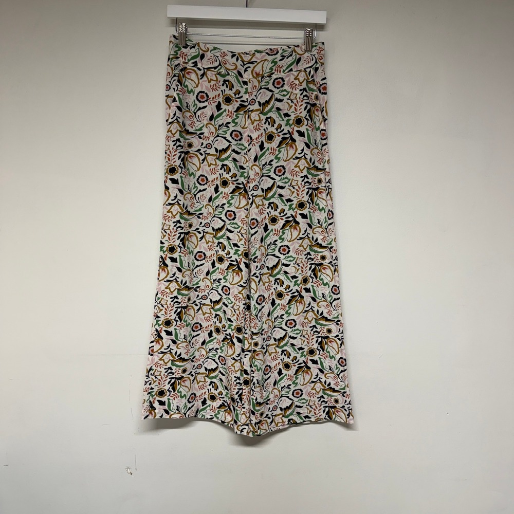 T Tahari Women Size XS Floral Wide Leg Pants Cropped Multicolor Boho Flowy